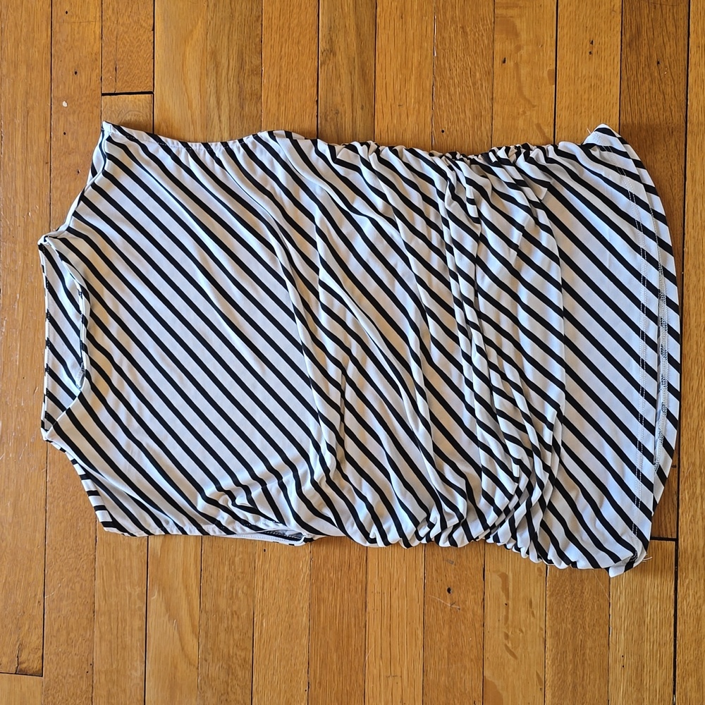 Halogen, Diagonal Stripe Sleeveless Ruched Mock Neck Top, EUC, Women's S
